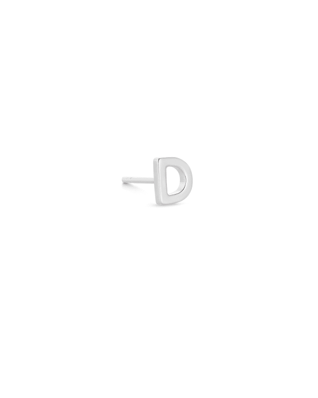 Letter D Single Stud Earring in Sterling Silver  image number 0.0